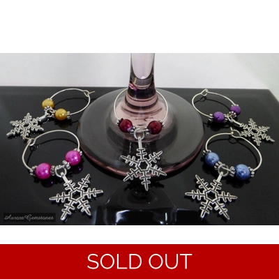 10 Snowflake Wine Glass Charms title=